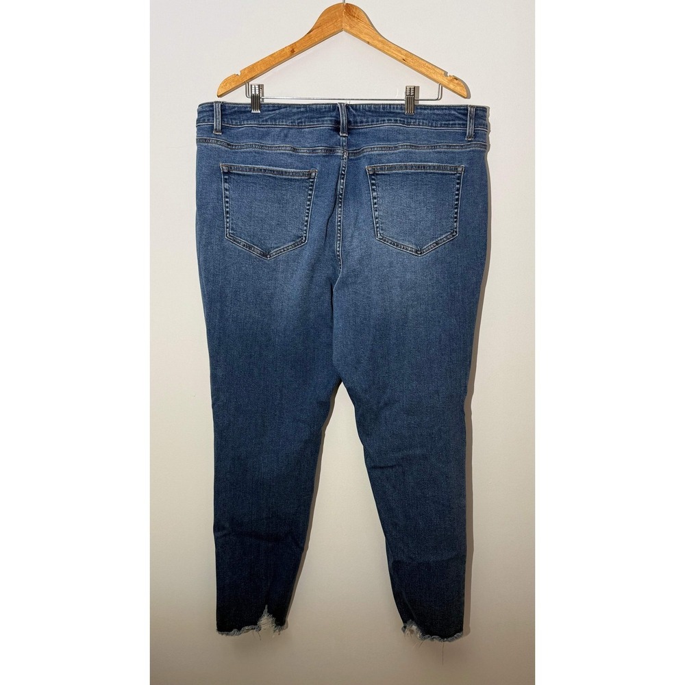 Terra & Sky Skinny‎ Jeans Women Size 20W Blue Distressed Raw Hem High Rise